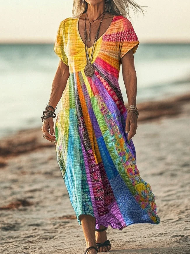 Bohemian Sun Design Dress - greatdealsin