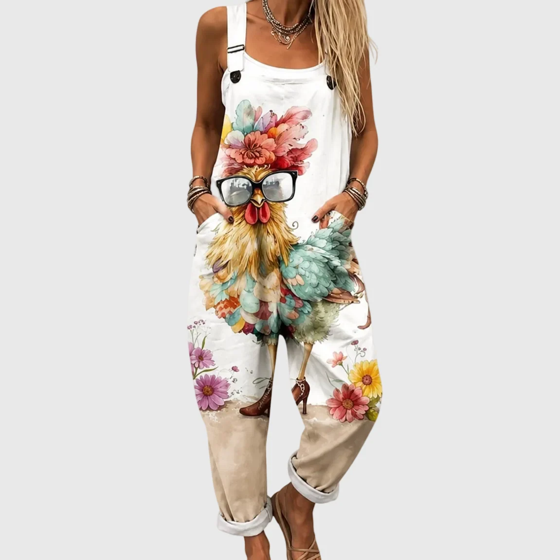 Comfort Floral Chicken Overalls - greatdealsin