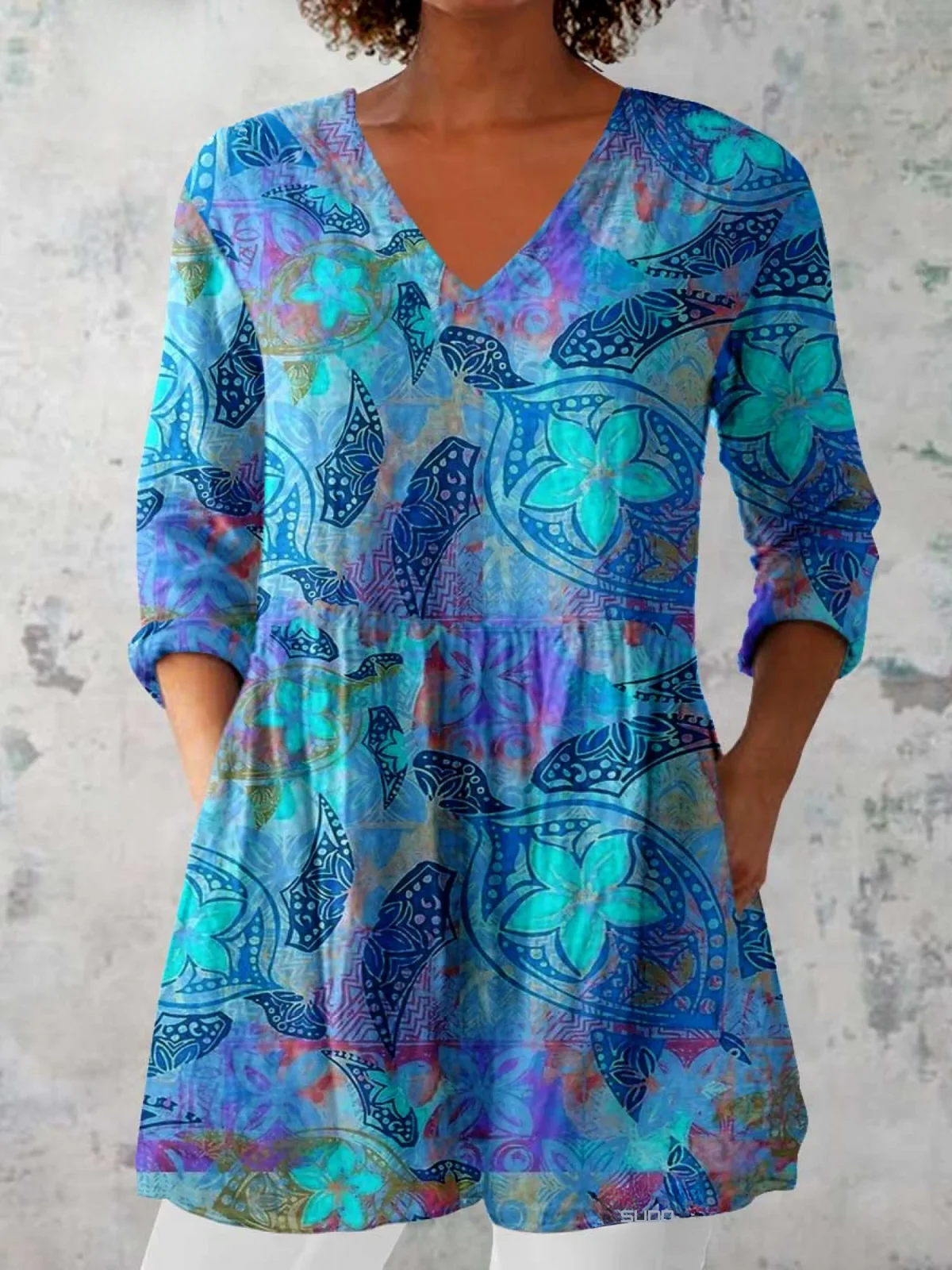 Juliette Long Blouse with V-Neck - greatdealsin