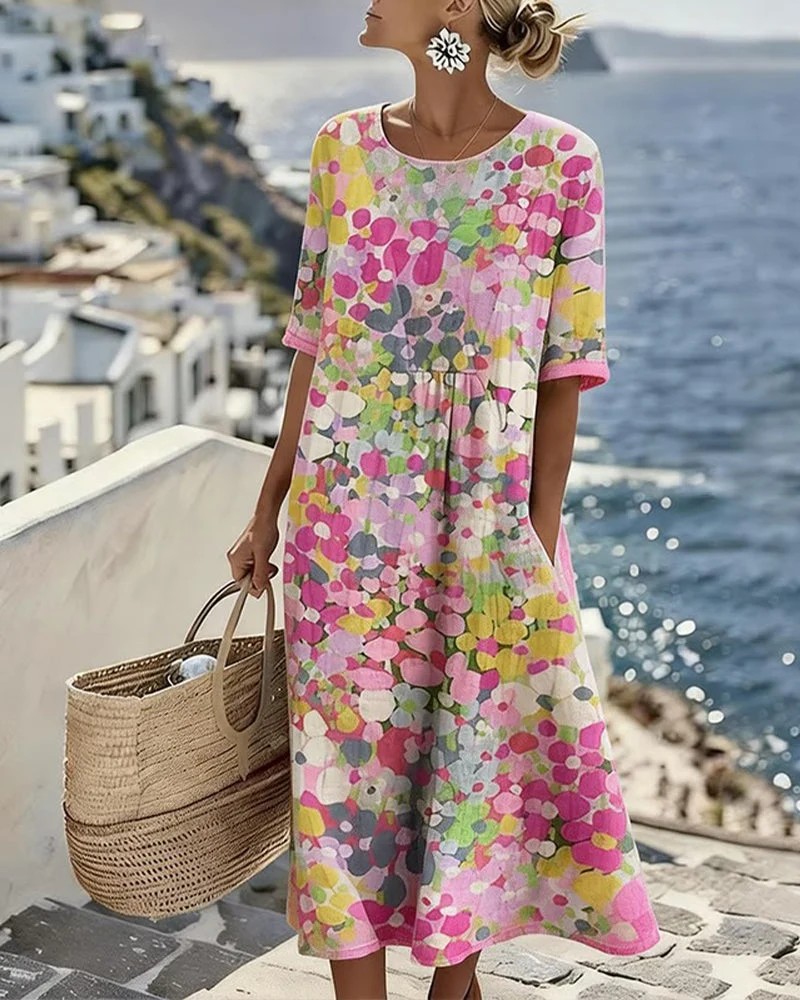 ELENA ELEGANT FLORAL SUMMER MIDI DRESS - greatdealsin