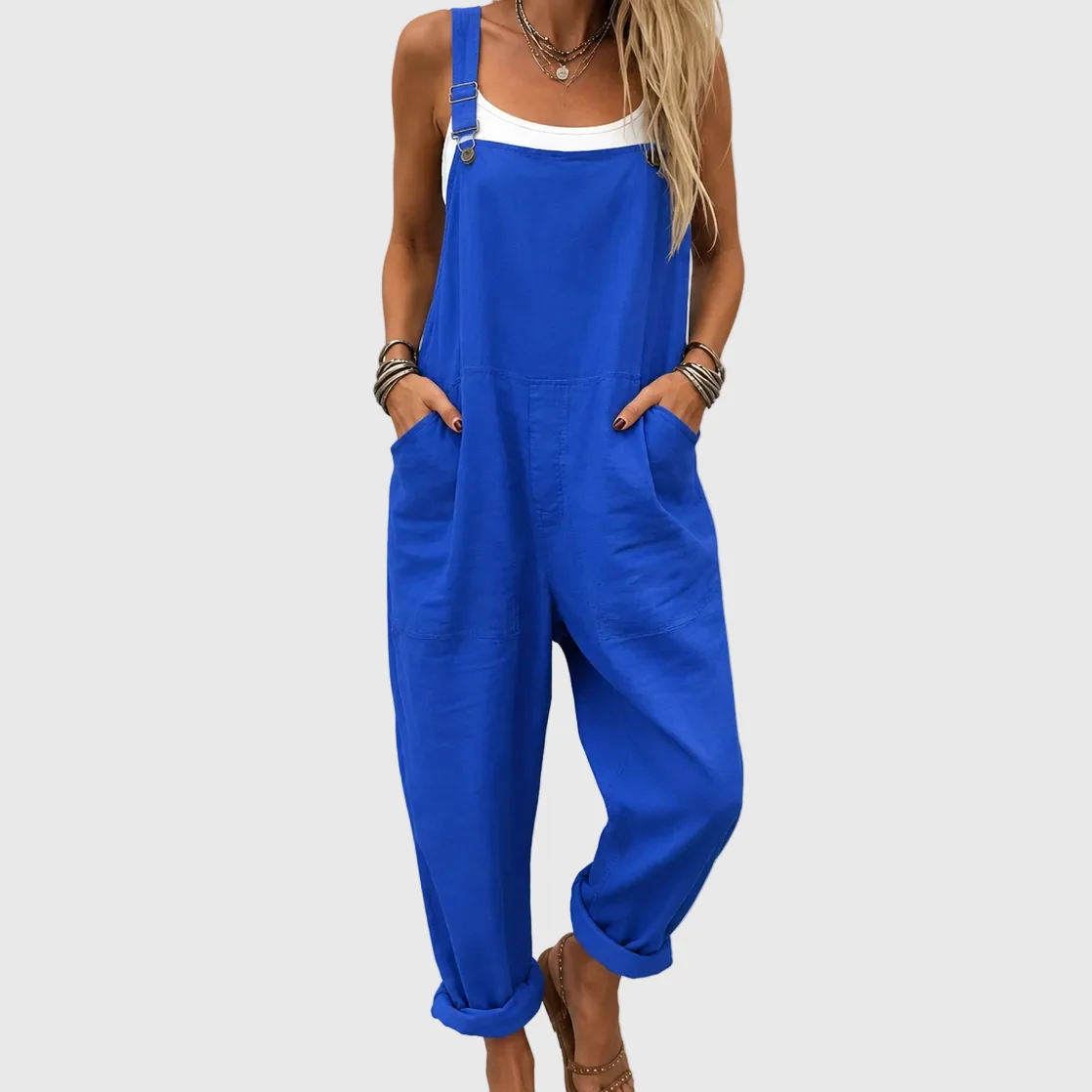 Soft Blue Jumpsuit Casual Style - greatdealsin