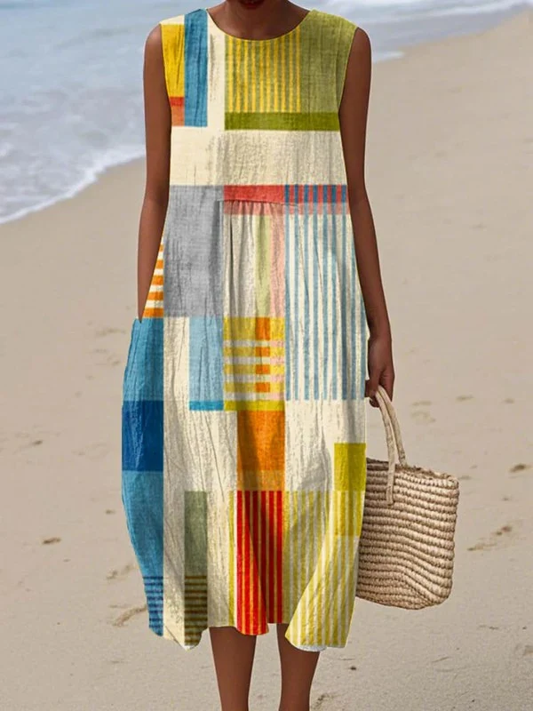 Eve Geometric Midi Dress - greatdealsin