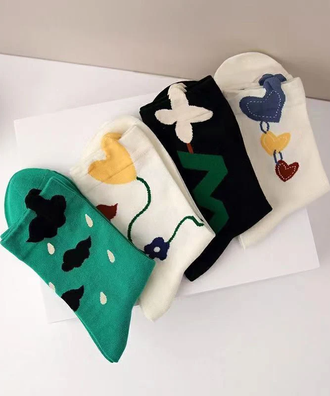 Fashion Cartoon Print Cotton Crew Socks - greatdealsin