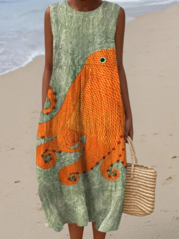 Tess Oceanic Midi Dress - greatdealsin
