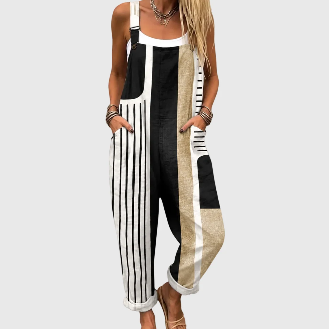 Modern Patchwork Comfort Overalls - greatdealsin
