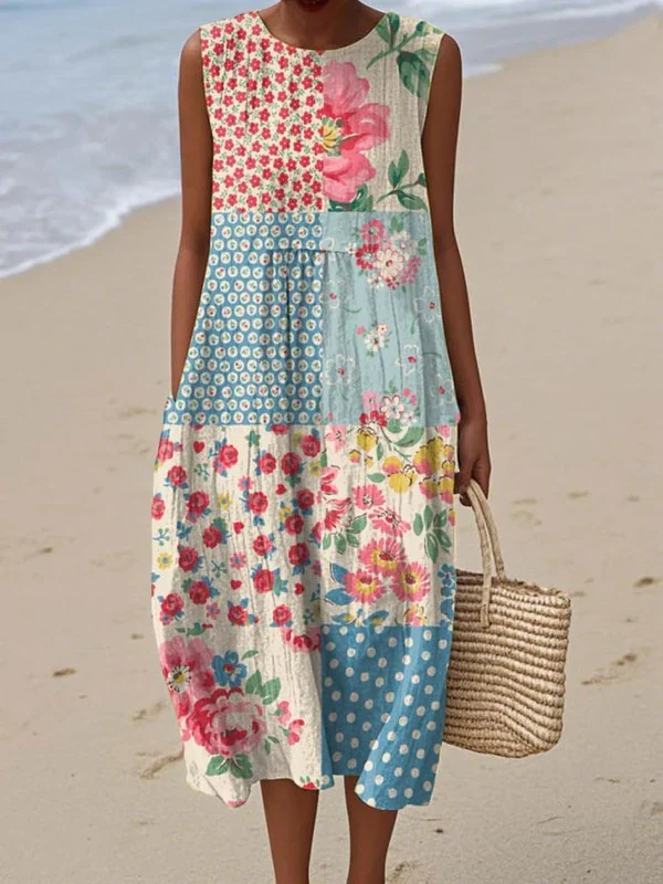 Anna Patchwork Midi Dress - greatdealsin