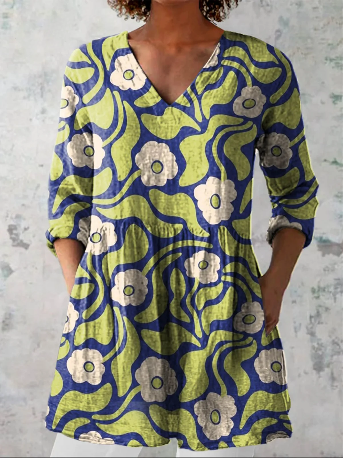 Elodie Long Blouse with V-Neck - greatdealsin