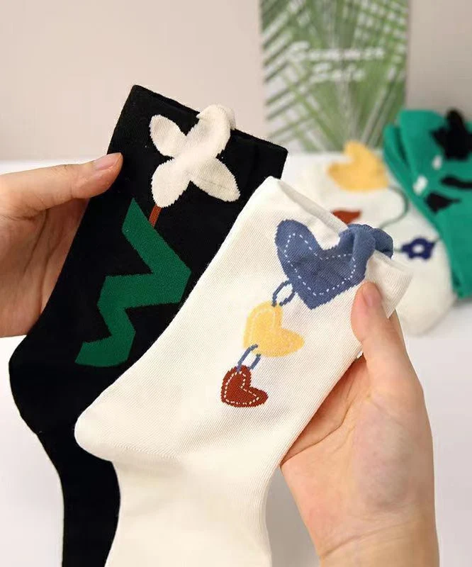 Fashion Cartoon Print Cotton Crew Socks - greatdealsin