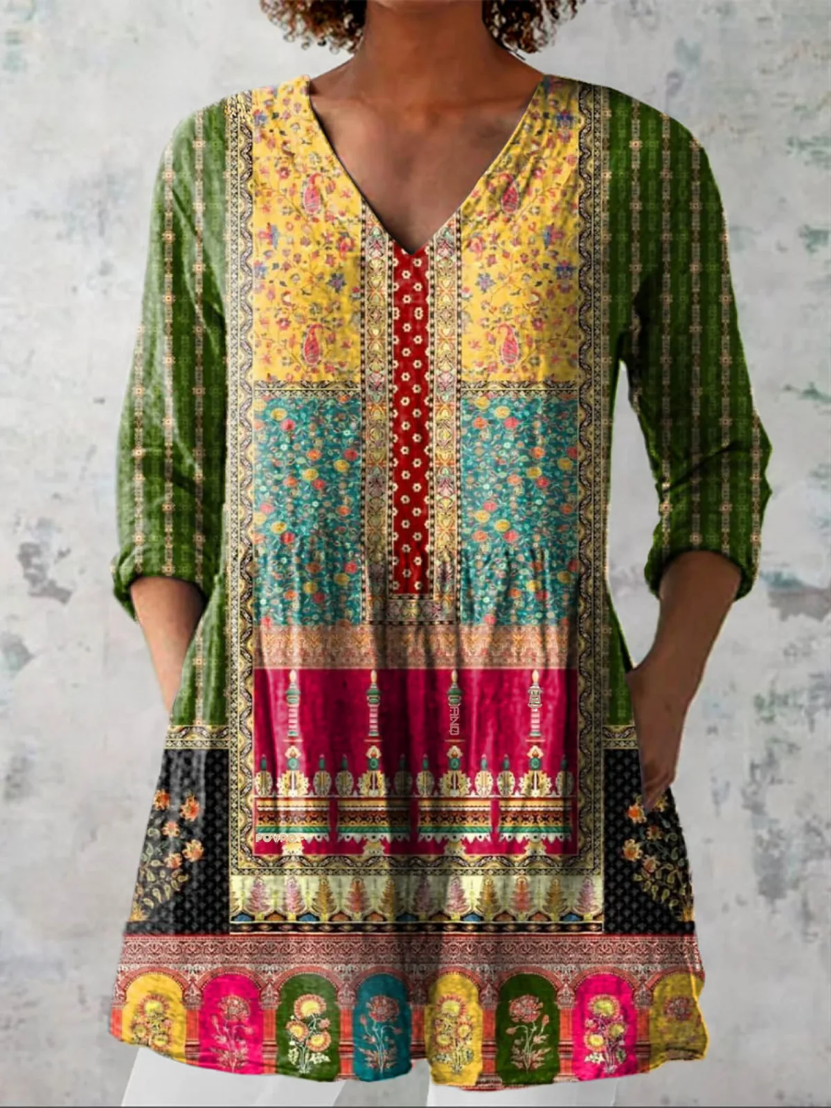 Emilie Long Blouse with V-Neck - greatdealsin