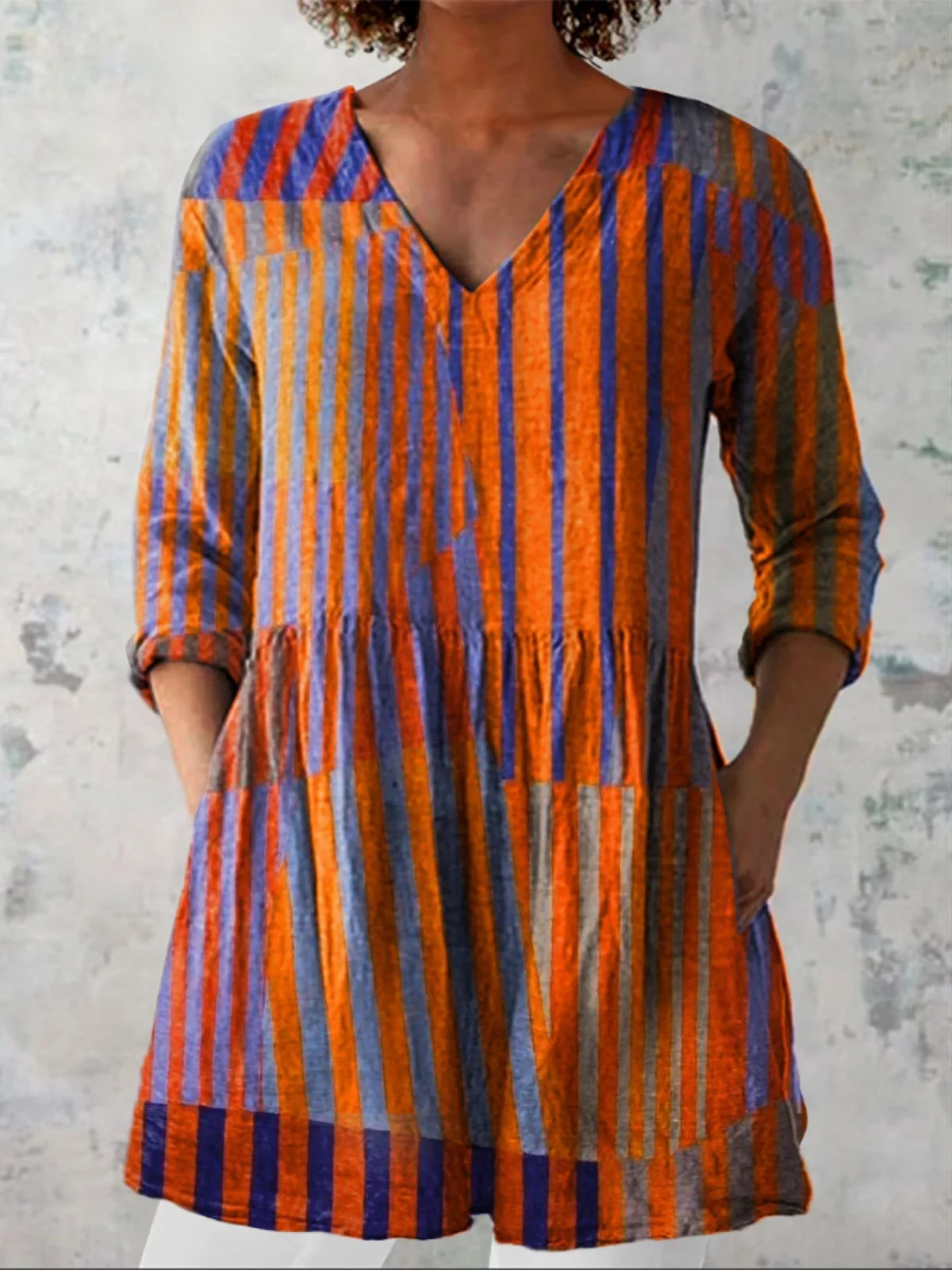 Nadia Long Blouse with V-Neck - greatdealsin