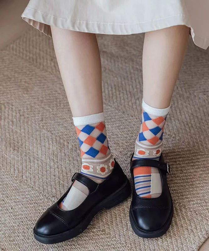 Spring Summer Transparent Thin Cute Japanese Cotton Bottom Crew Socks - greatdealsin
