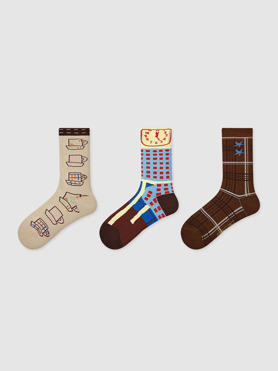 3-Pack Women's Cartoon Stripe Mid-Calf Socks - greatdealsin
