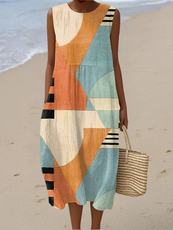 Iris Geometric Midi Dress - greatdealsin