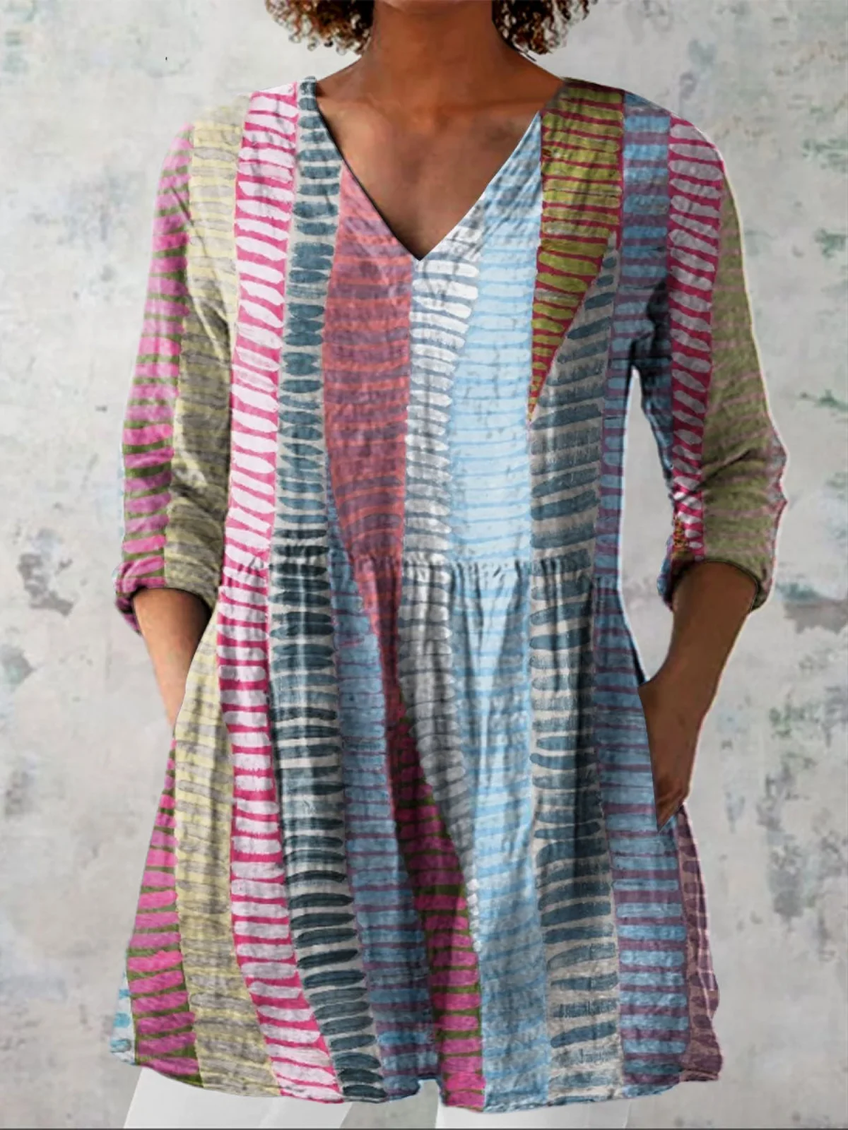 Anais Long Blouse with V-Neck - greatdealsin