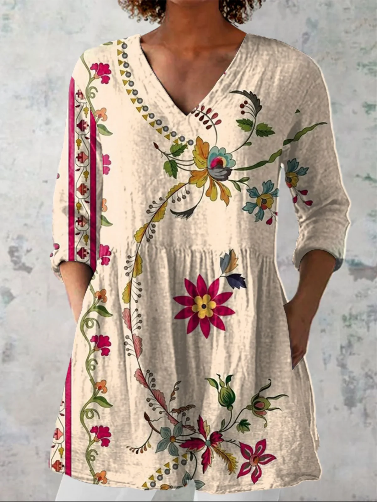 Clara Long Blouse with V-Neck - greatdealsin