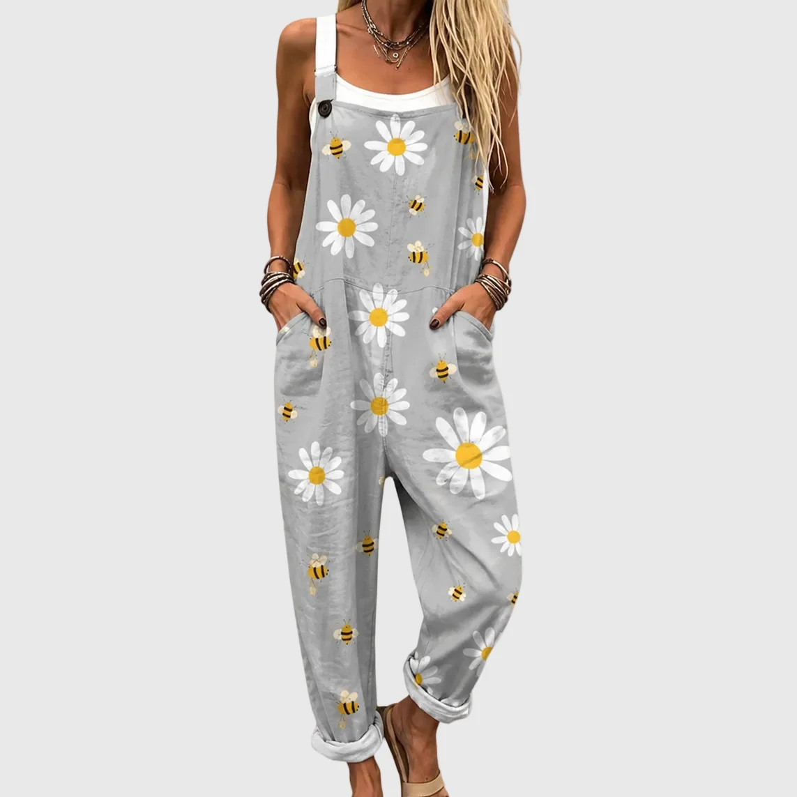 Soft Dungarees with Daisies and Bees - greatdealsin