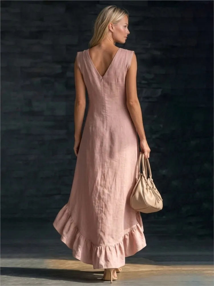 ROWAN Sleeveless Maxi Dress with Ruffle Hem - greatdealsin