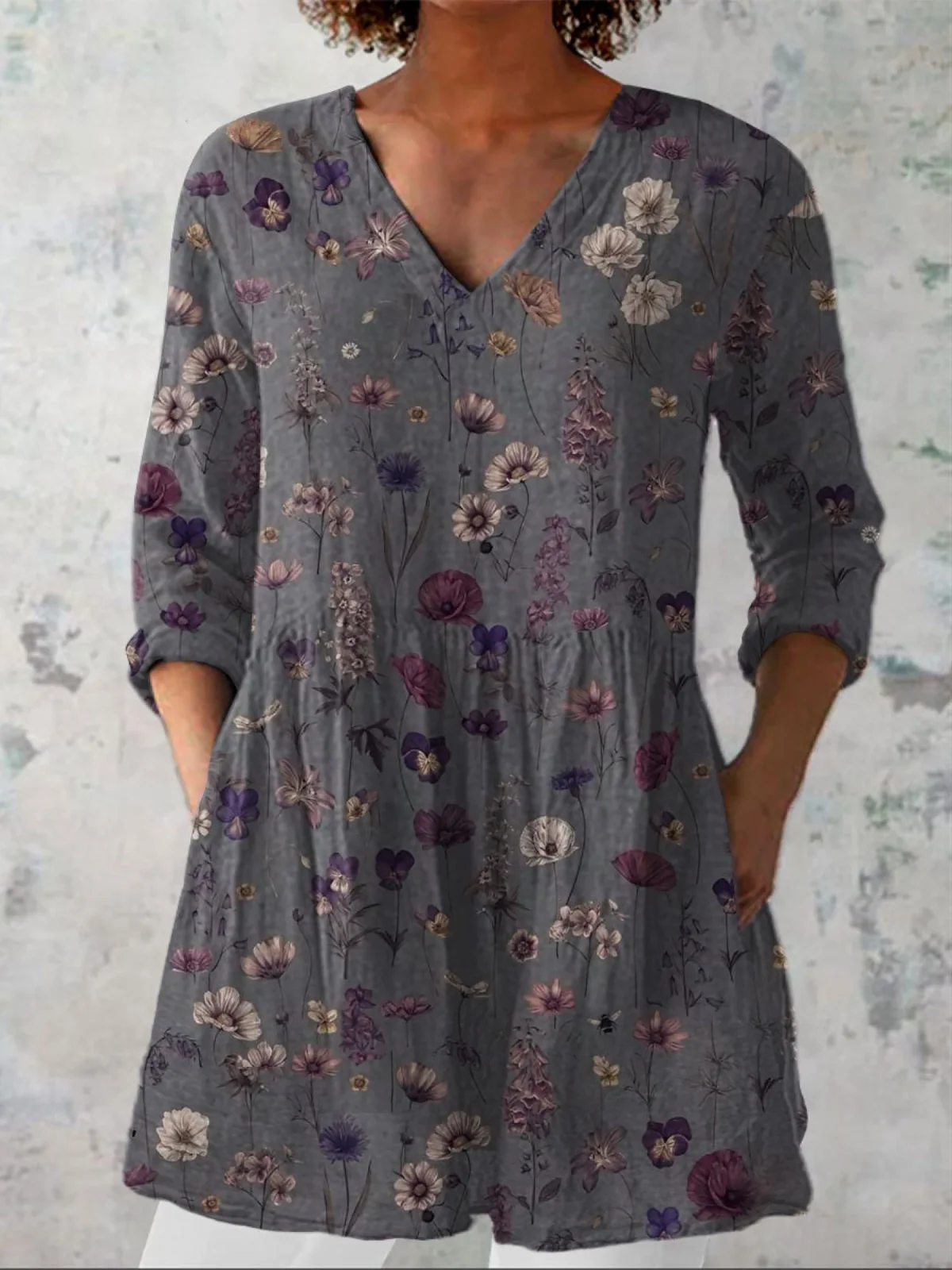 Audrey Long Sleeve Blouse with V-Neck - greatdealsin