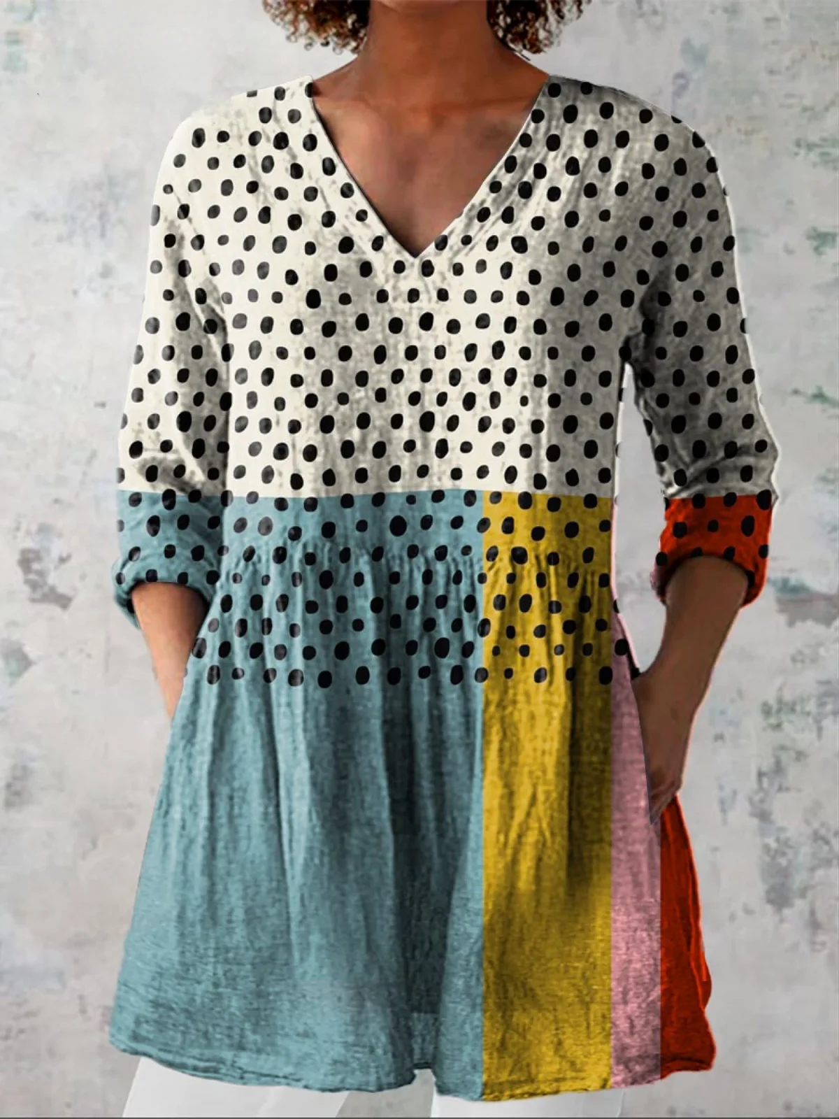 Valerie Long Blouse with V-Neck - greatdealsin