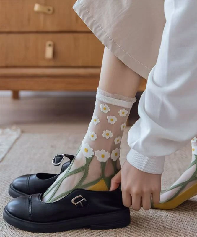 Spring Summer Transparent Thin Cute Japanese Cotton Bottom Crew Socks - greatdealsin