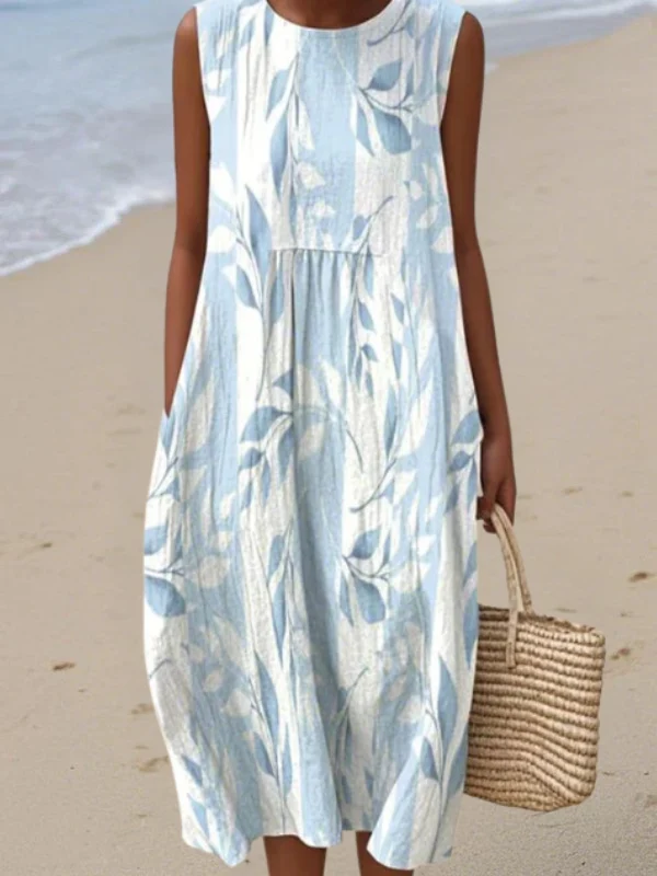 Ivy Midi Dress with Leaf Print - greatdealsin