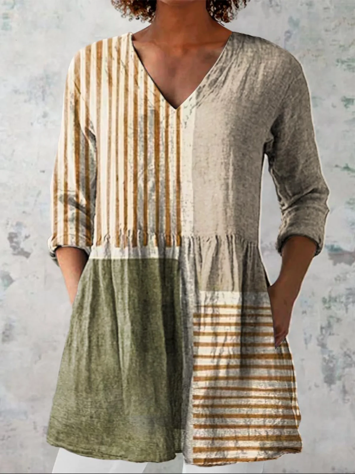 Camille Long Blouse with V-Neck - greatdealsin