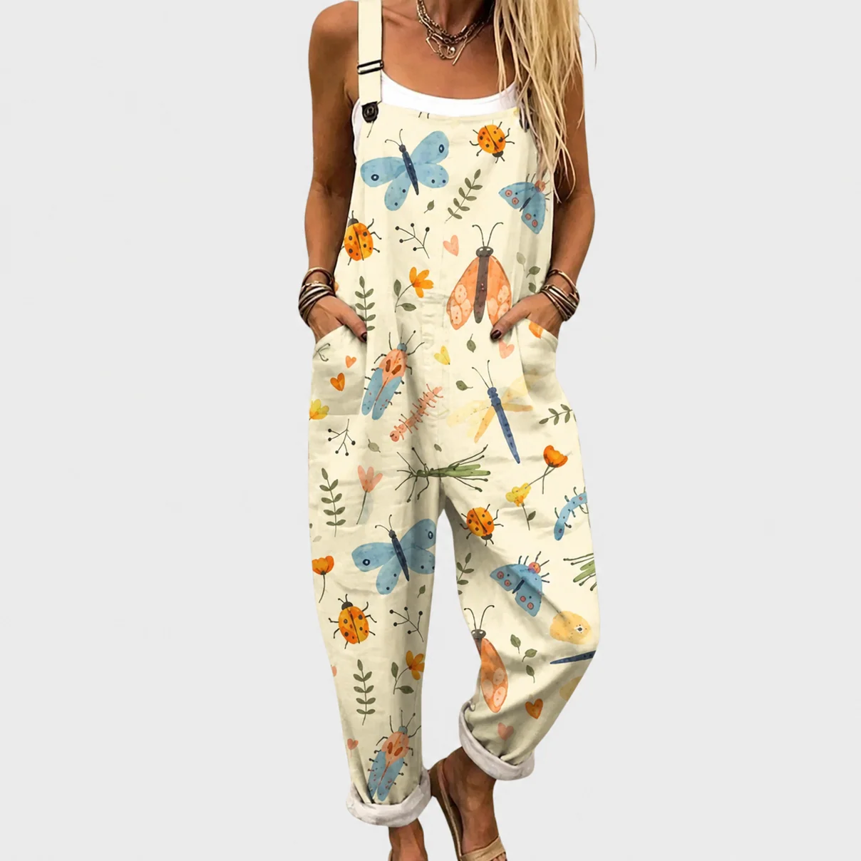 Comfortable Printed Overalls - greatdealsin