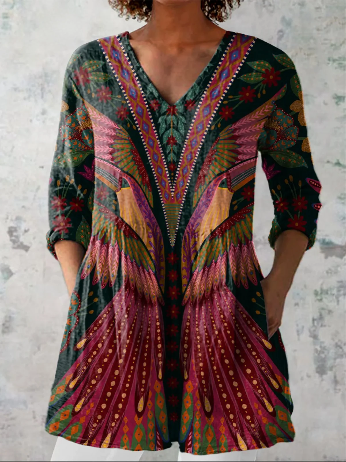 Manon Long Blouse with V-Neck - greatdealsin