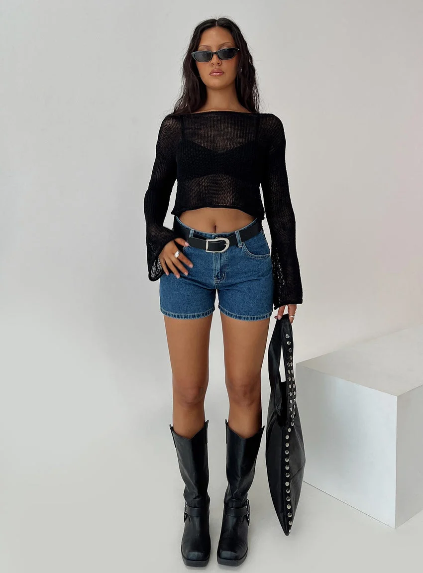 Saldana Shorts Mid Blue Denim - greatdealsin