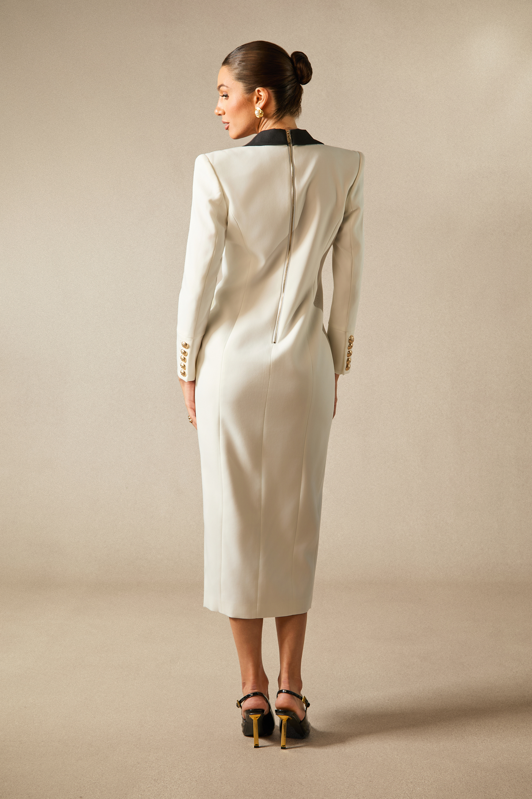 Colorblock Tuxedo Maxi Blazer Dress
