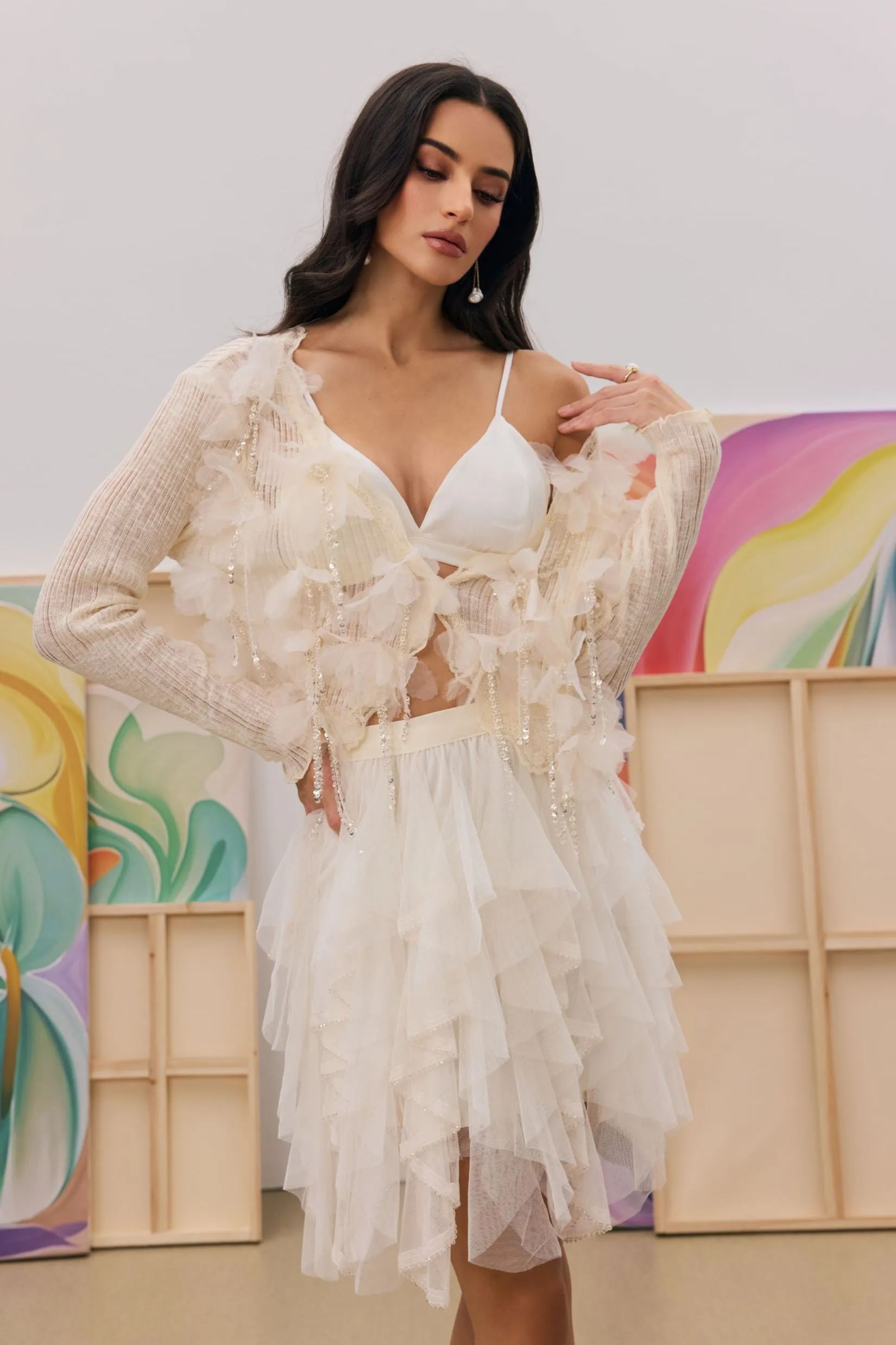 Crystal Fringe Knit Cardigan